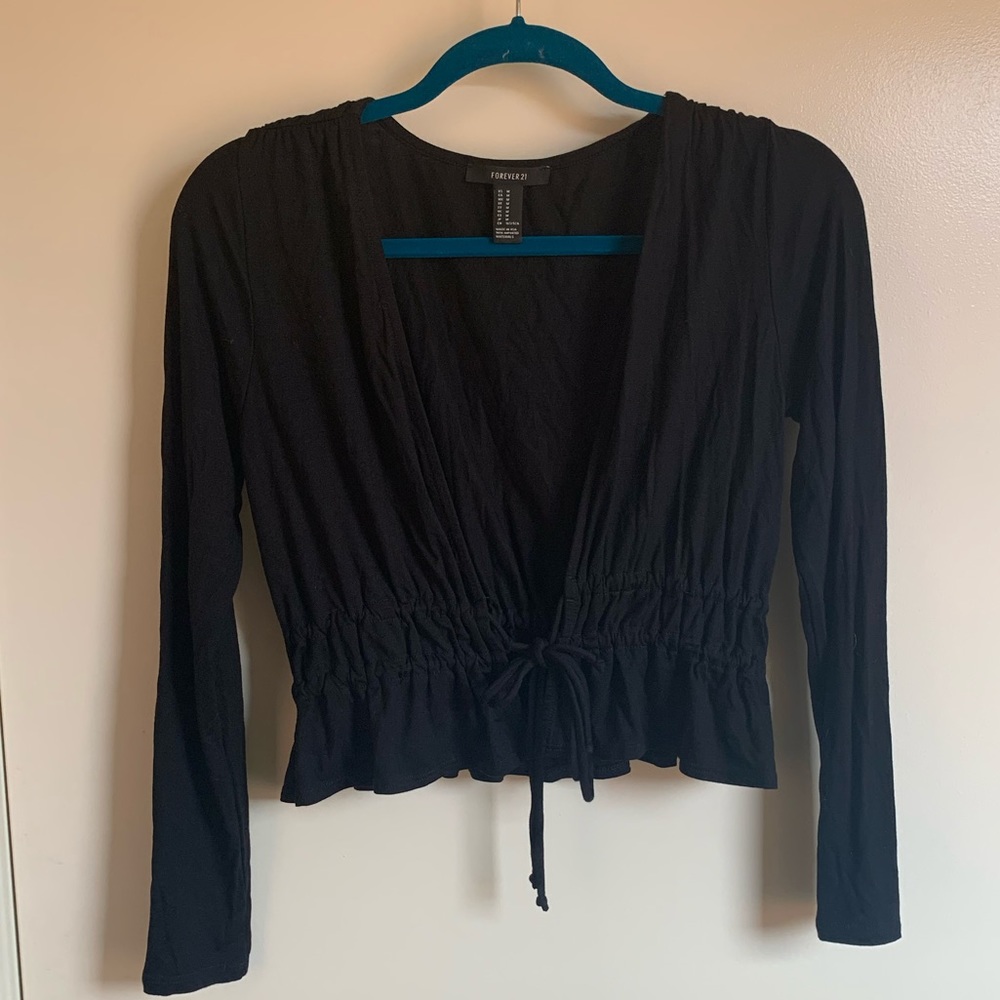 Black plunging neck long sleeve